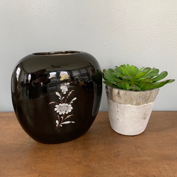 Vintage Mid Century Flat Oval Vase